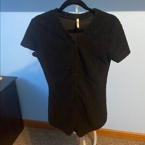 Roma Black Notched Collar Romper